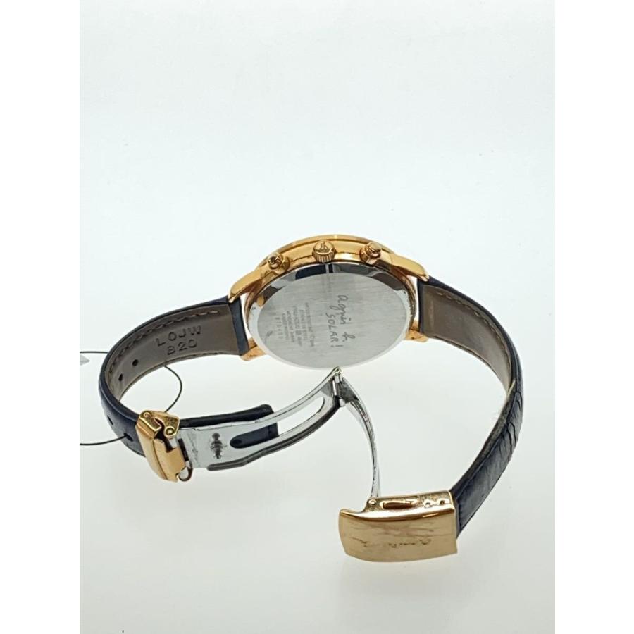 agnes b.◇ソーラー腕時計/アナログ/WHT/NVY/vr42-kdd0// : セカンド