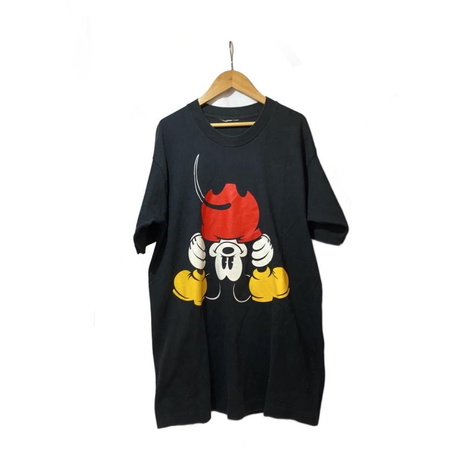 ディズニー　逆さまミッキー 逆立ち　90's ブラック　ヴィンテージ Disney VINTAGE◇90s/逆さミッキー/Tシャツ/--/コットン/BLK