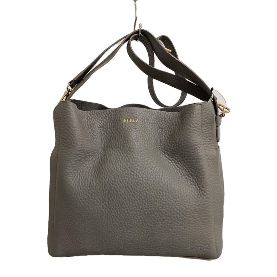 FURLA◇ショルダーバッグ/レザー/グレー/無地/257577 : セカンド