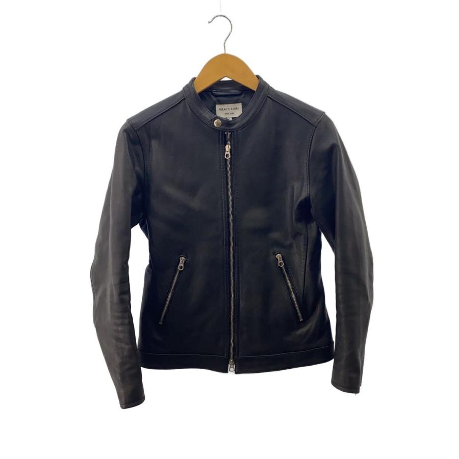FREAK'S STORE◇シングルライダースジャケット/S/レザー/BLK/無地/173