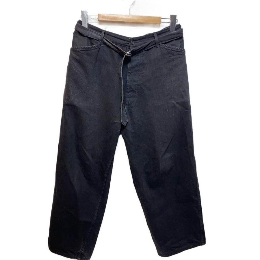 COMOLI◇24SS/DENIM BELTED PANTS/デニムベルヘテッドパン/3/ブラ/Z01
