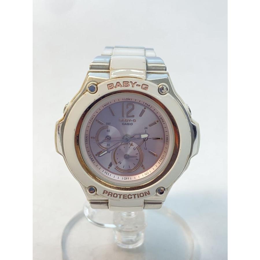CASIO◇ソーラー腕時計・Baby-G/アナログ/PNK/WHT/カシオ/白/ホワイト