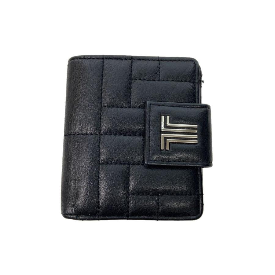 LANVIN en Bleu◇2つ折り財布/レザー/BLK/ランバンオンブルー
