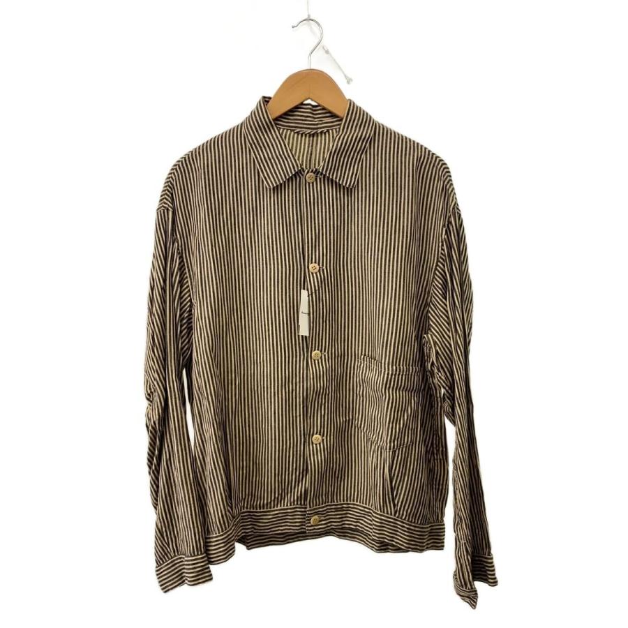 COMOLI ストライプブルゾン サイズ2 V01-01023 COMOLI◇2/コットン/BEG/ストライプブルゾン/V01-01023/ベージュ