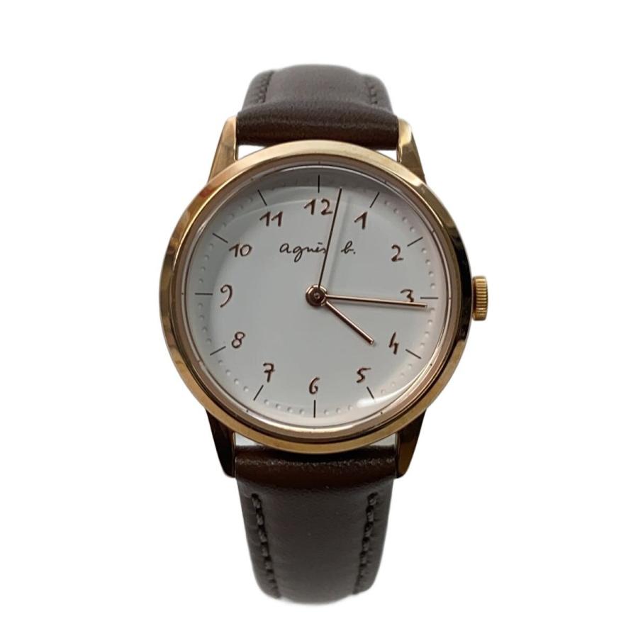 agnes b.◇クォーツ腕時計/アニエスベー/アナログ/WHT/BRW/VJ21-KES0