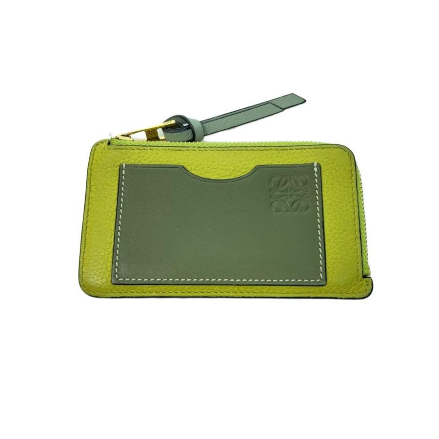 LOEWE 三つ折り財布　レザー カーキ LOEWE◇3つ折り財布/ロエベ/グリーン/縁/レザー/GRN/レディース/カード