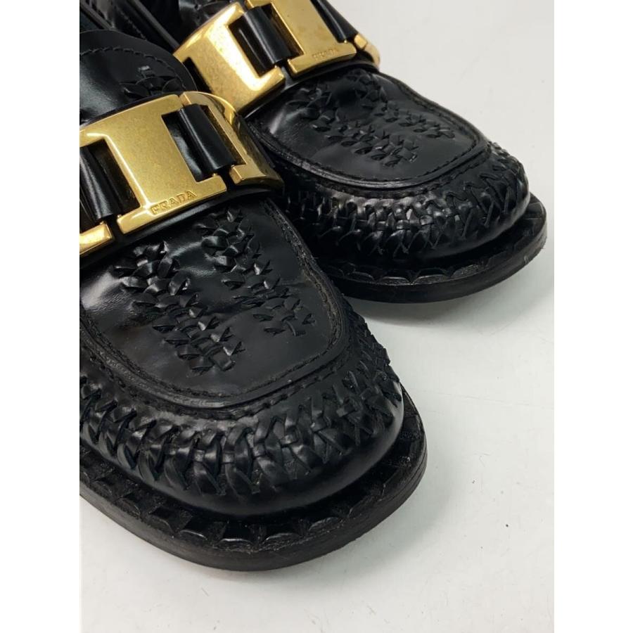 PRADA◇ローファー/37.5/プラダ/ブラック/黒/BLK/レザー/24cm