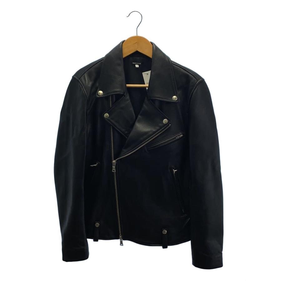 FREAK'S STORE◇ダブルライダースジャケット/M/羊革/BLK/無地/163-1508