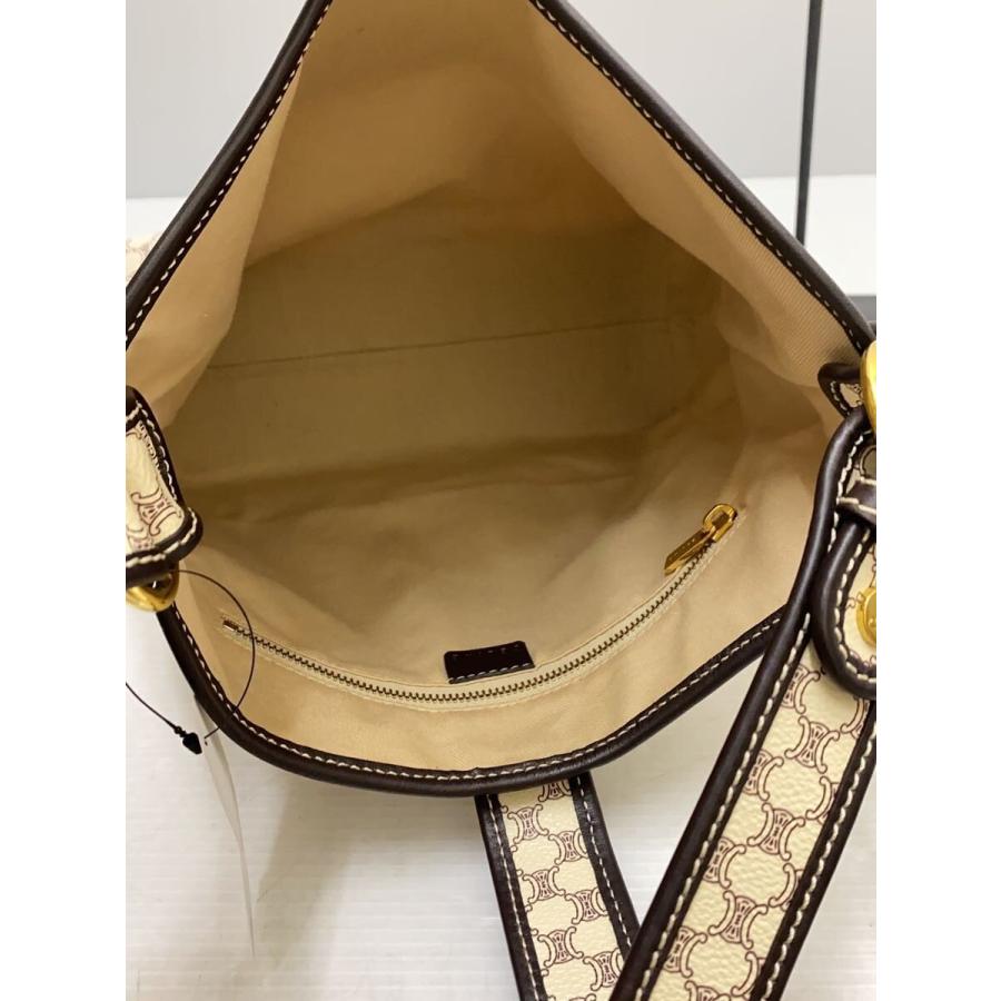 CELINE◇白マカダム/トリオンフ/ショルダーバッグ/PVC xレザー/CRM