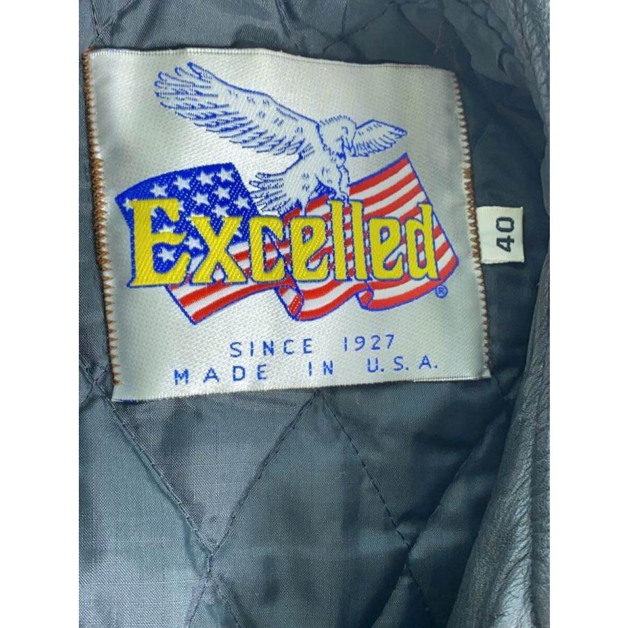 excelled◇90s/usa製/ダブルライダースジャケット/40/レザー/BLK/無地