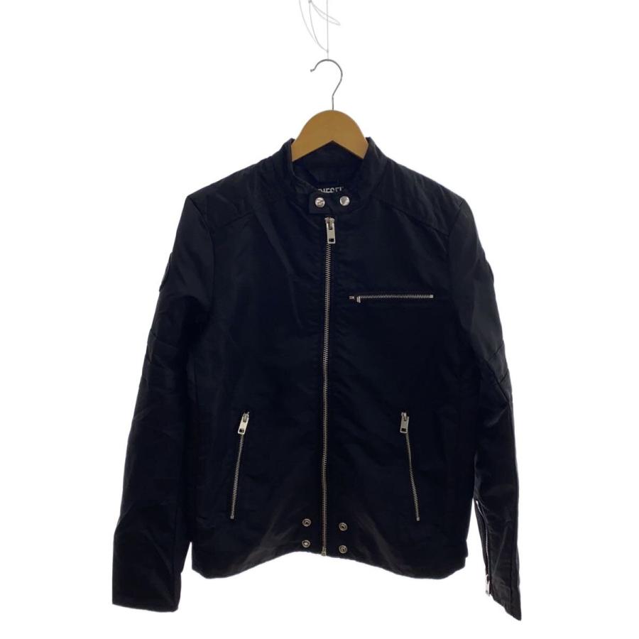 DIESEL◇RAEZA/シングルライダースジャケット/S/ナイロン/BLK/無地