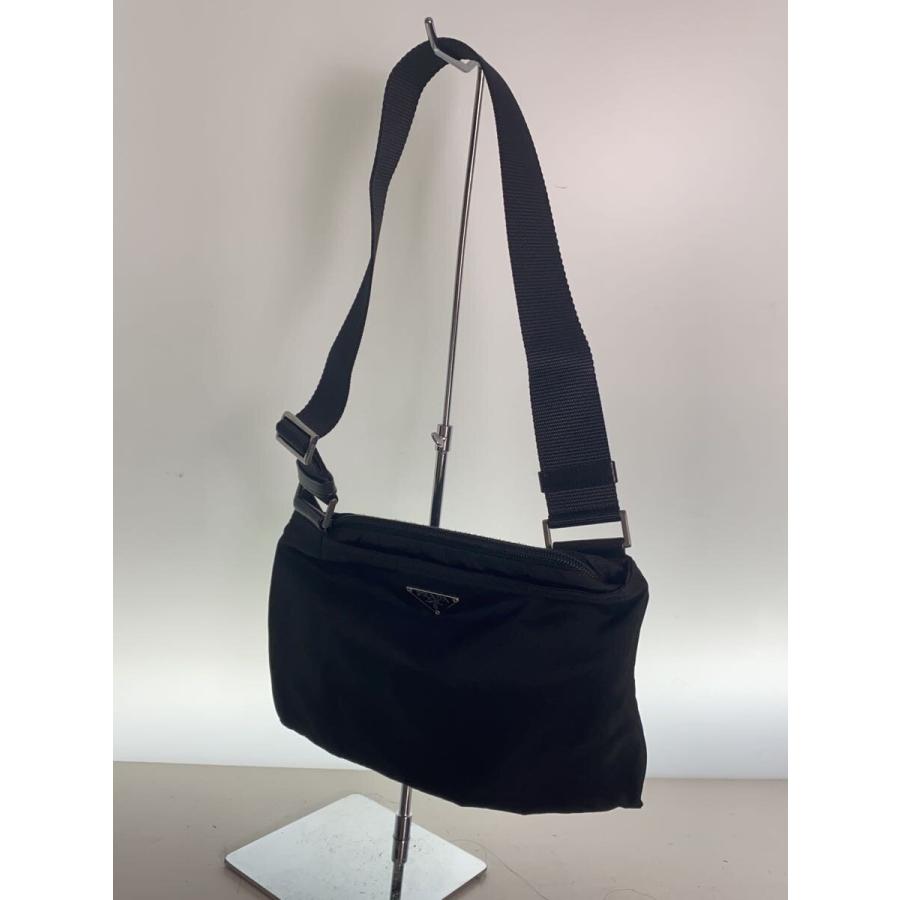PRADA プラダ トライアングルロゴプレート ナイロン ショルダーバッグ ブラック PRADA（プラダ） 極 美品 三角ロゴ プレート 金具 テスート ナイロン