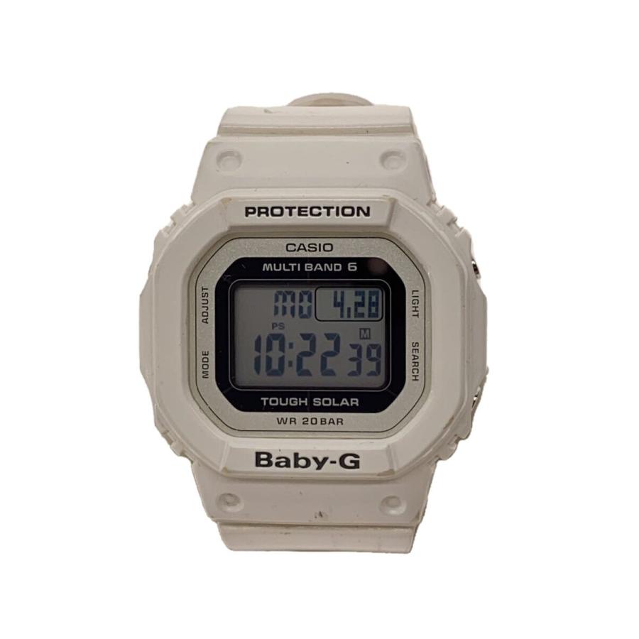 CASIO◇ソーラー腕時計_BABY-G/デジタル/ラバー/ブラック/ホワイト/BGD