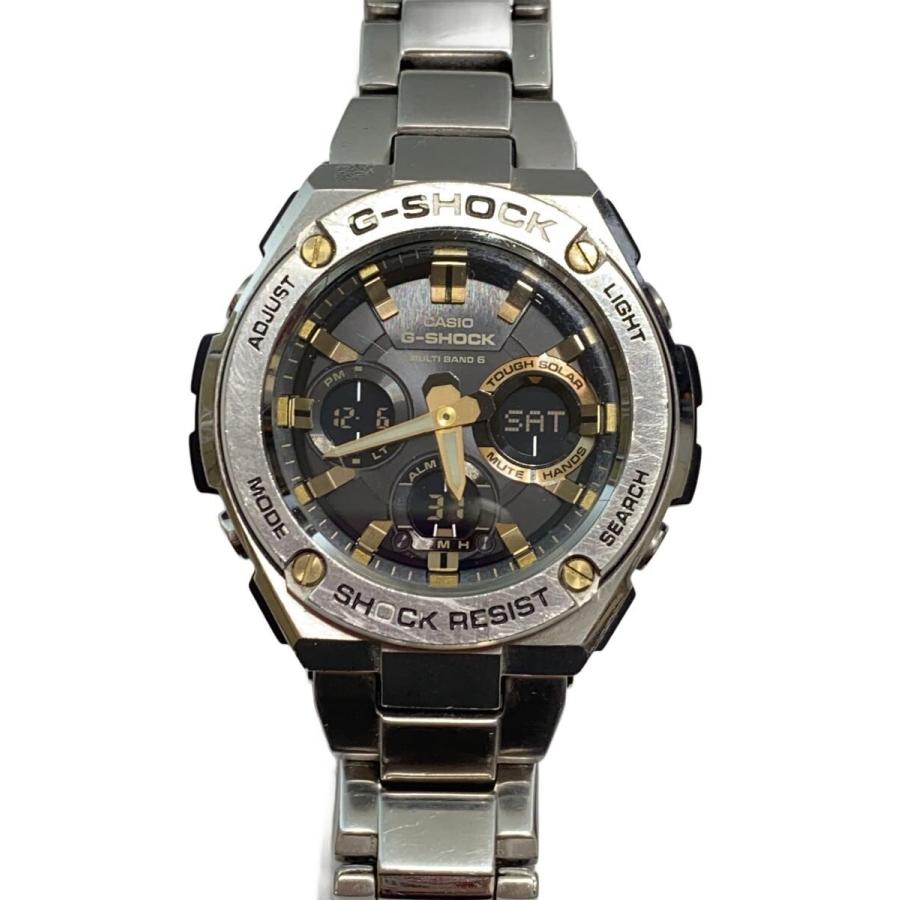 CASIO◇ソーラー腕時計・G-SHOCK/デジアナ/ステンレス/小傷・文字