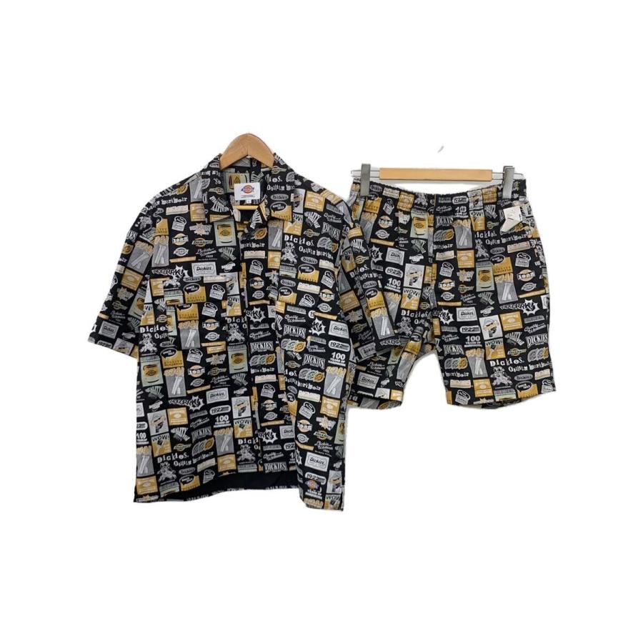 DICKIES◇セットアップ/DK WORKSHIRT/L/ポリエステル/BLK/総柄 DICKIES◇セットアップ/DK WORKSHIRT/L/ポリエステル/BLK/総柄