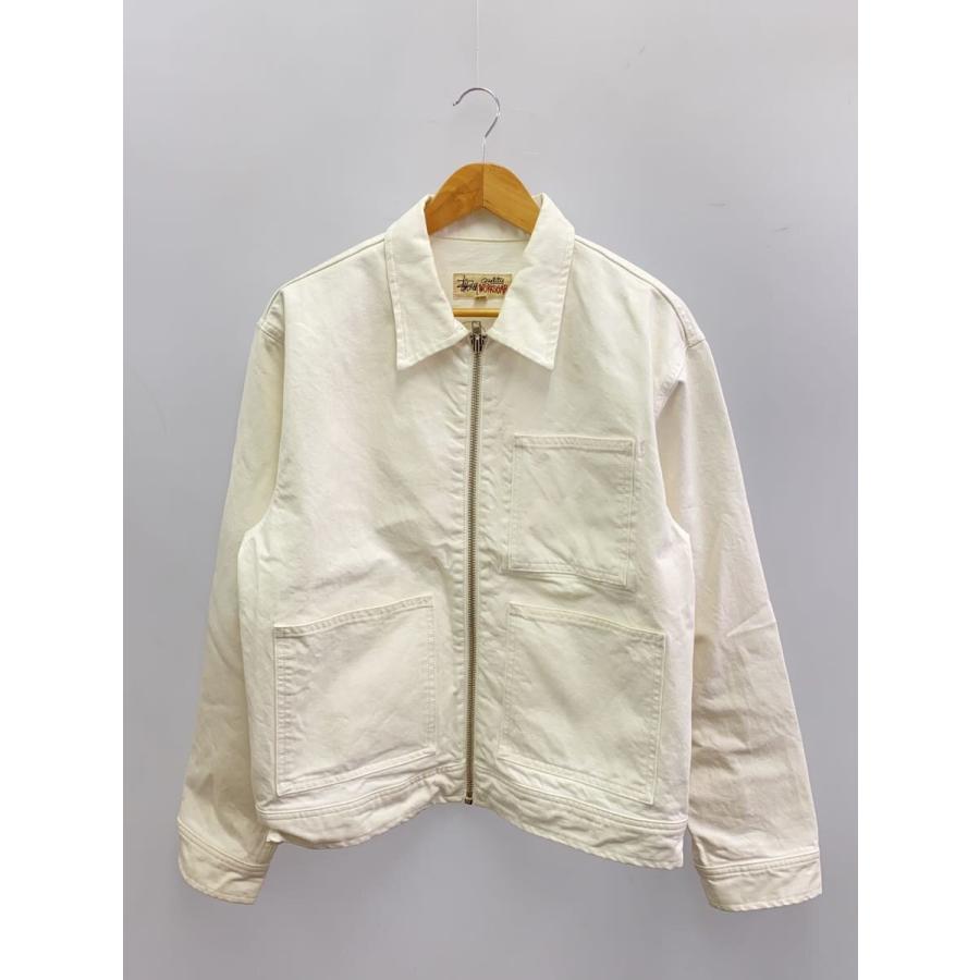 STUSSY OVERDYED ZIP ワークジャケット　　Y2K STUSSY◇ZIP WORK JACKET OVERDYED/ジャケット/M/コットン/ホワイト