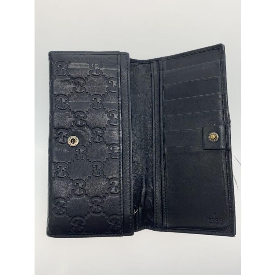 GUCCI◇長財布_ウェブ_グッチシマ/レザー/BLK/総柄/メンズ