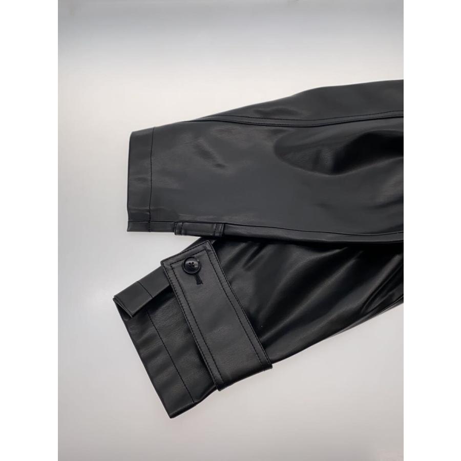 STUSSY◇DOUBLE BREASTED TRENCH/S/フェイクレザー/BLK/無地/115800
