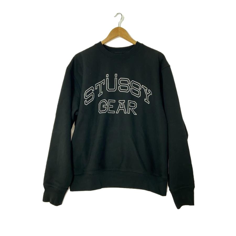 STUSSY◇GEAR CREW/スウェット/M/コットン/BLK/無地/1915035