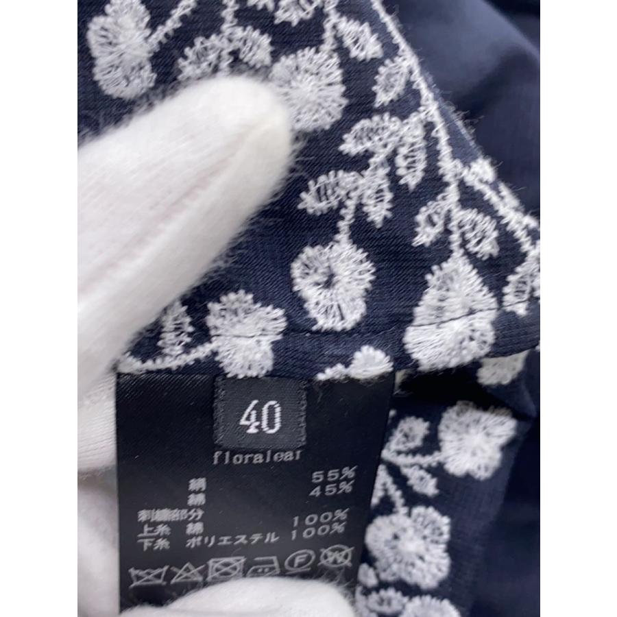 mina perhonen◆floraleaf/半袖ワンピース/40/シルク/NVY/無地/abs3148_3