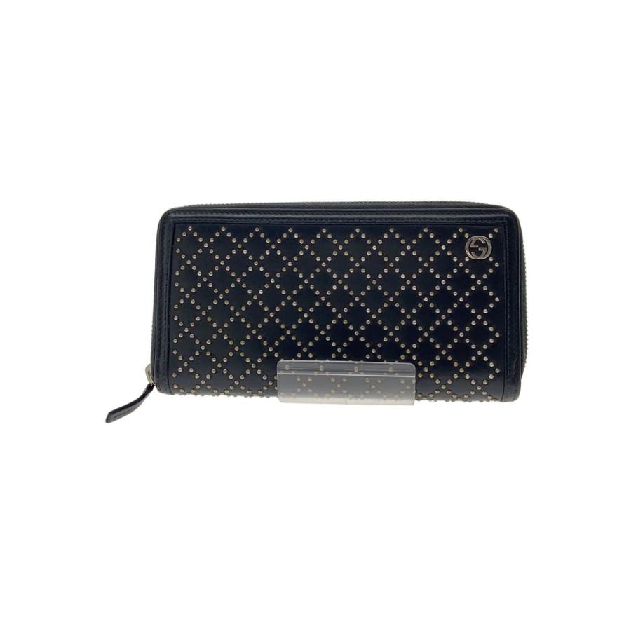 GUCCI◇長財布_インターロッキングG/レザー/BLK/総柄/メンズ 
