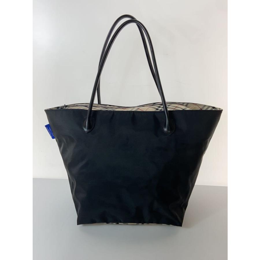 BURBERRY BLUE LABEL◇トートバッグ/ナイロン/BLK/無地/ZA401 BURBERRY BLUE LABEL◇トートバッグ/ナイロン/BLK/無地/ZA401