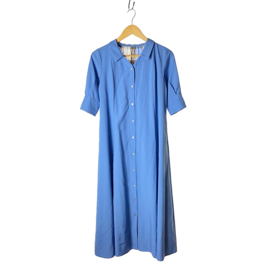 BLUE LABEL CRESTBRIDGE◇半袖ワンピース/38/ポリエステル/BLU/無地