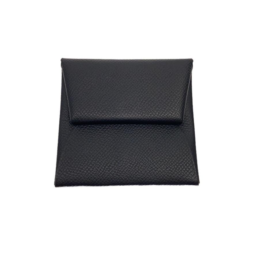 HERMES◇コインケース/バスティア/レザー/BLK/メンズ : セカンド