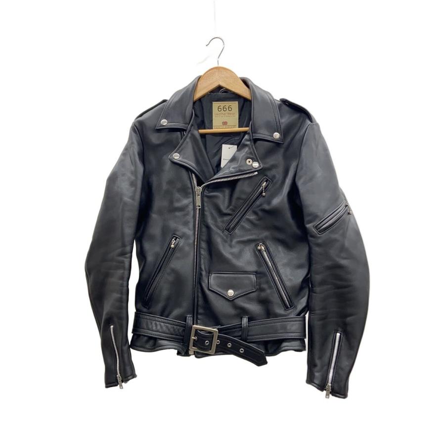 666 Leather Wear◇ダブルライダースジャケット/36/レザー/BLK