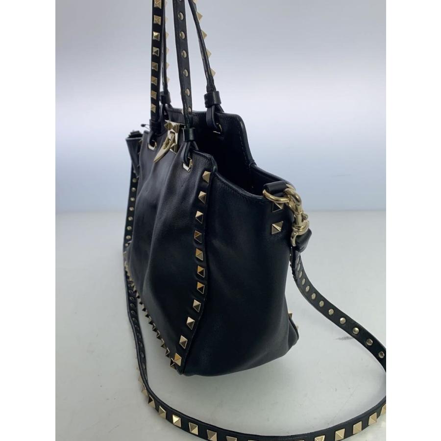 VALENTINO GARAVANI◇ロックスタッズ/2Way/ハンドバッグ/レザー/BLK 