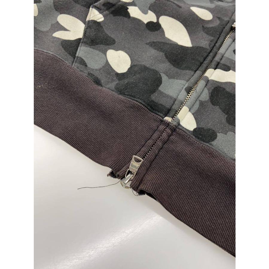 A BATHING APE◆ジップパーカー/M/コットン/GRY/カモフラ/001ZPK301003M/袖＆口元汚れ色褪//