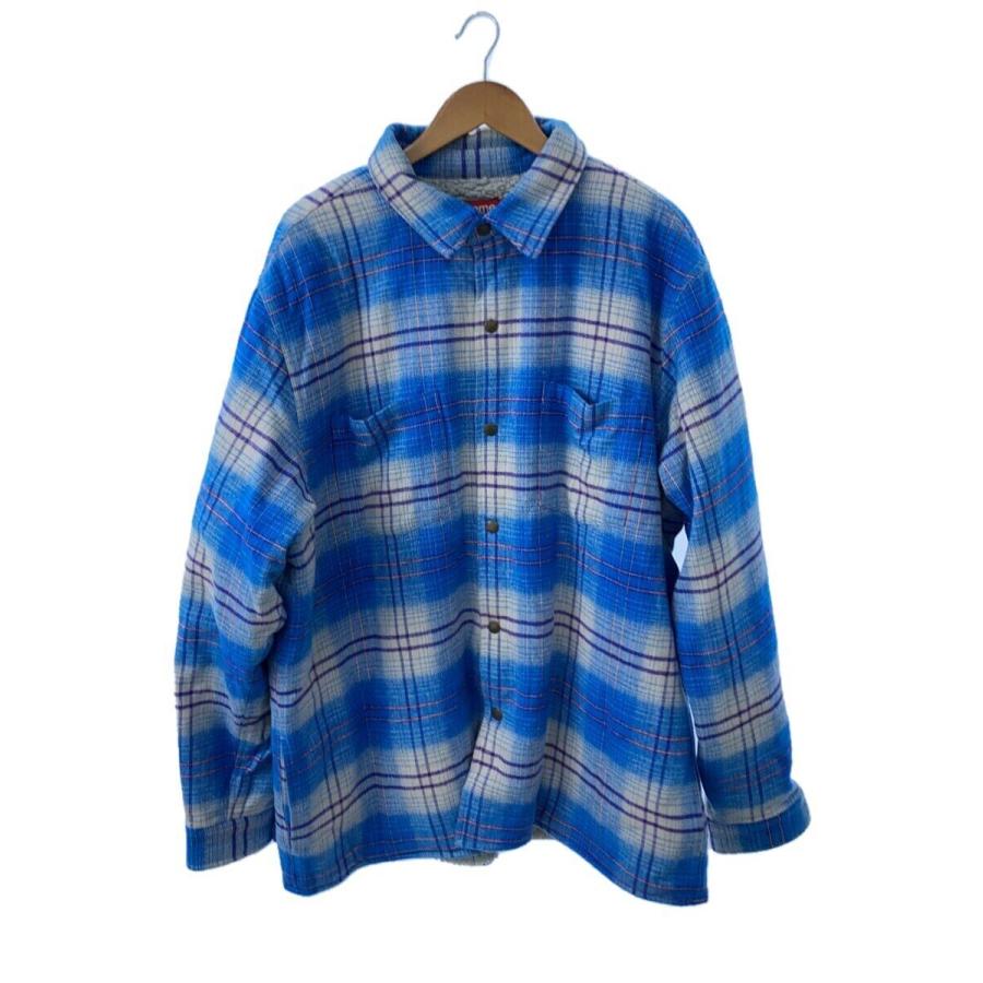 Supreme◇23AW/Lined Flannel Snap Shirt/長袖シャツ/XXL/コットン/BLU 
