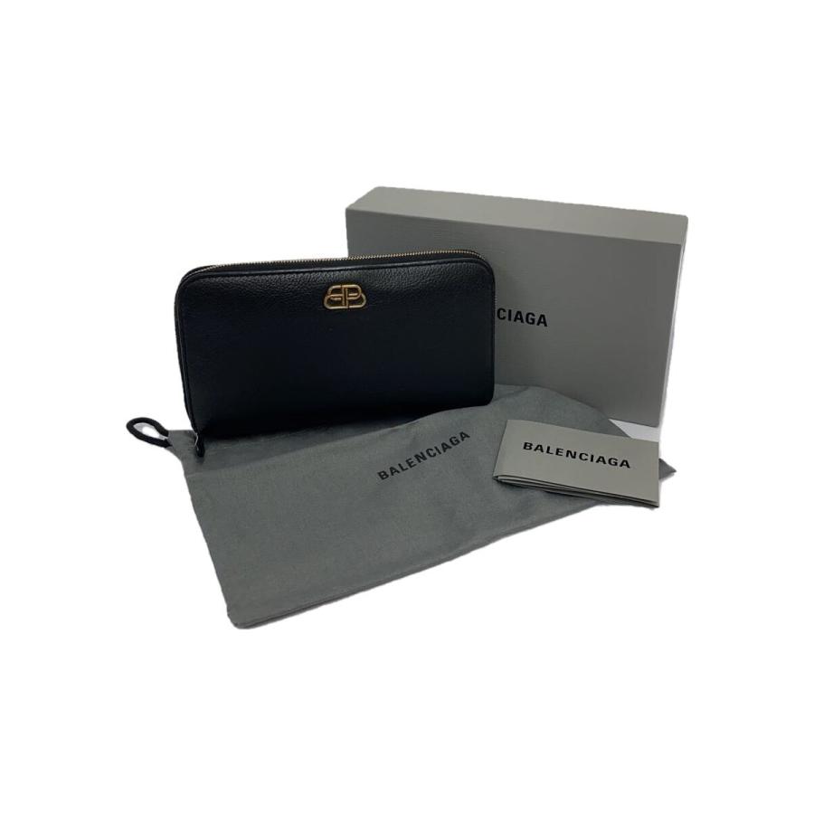 BALENCIAGA◇バレンシアガ/長財布/レザー/BLK/無地/メンズ/ブラック/箱 