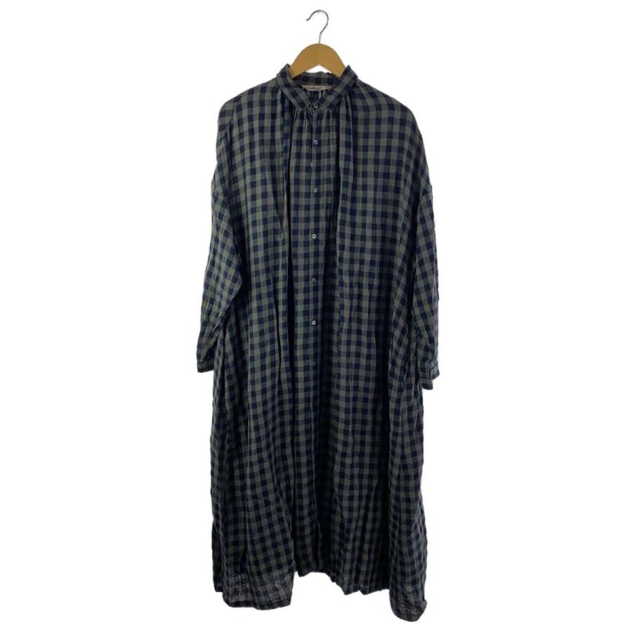 ichi◇Antiquites/東炊き/ギャザー/シャツワンピース/--/リネン/NVY  