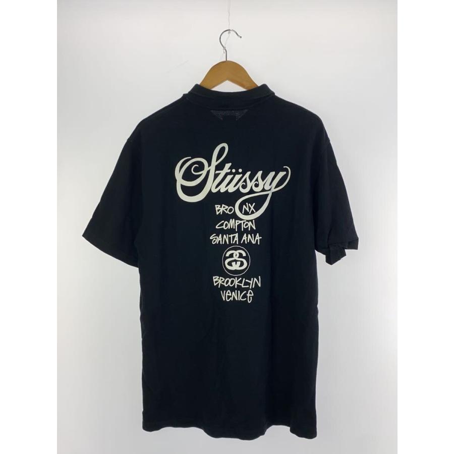 STUSSY◇ワールドツアー/ポロシャツ/XL/コットン/BLK : セカンド STUSSY◇ワールドツアー/ポロシャツ/XL/コットン/BLK : セカンド