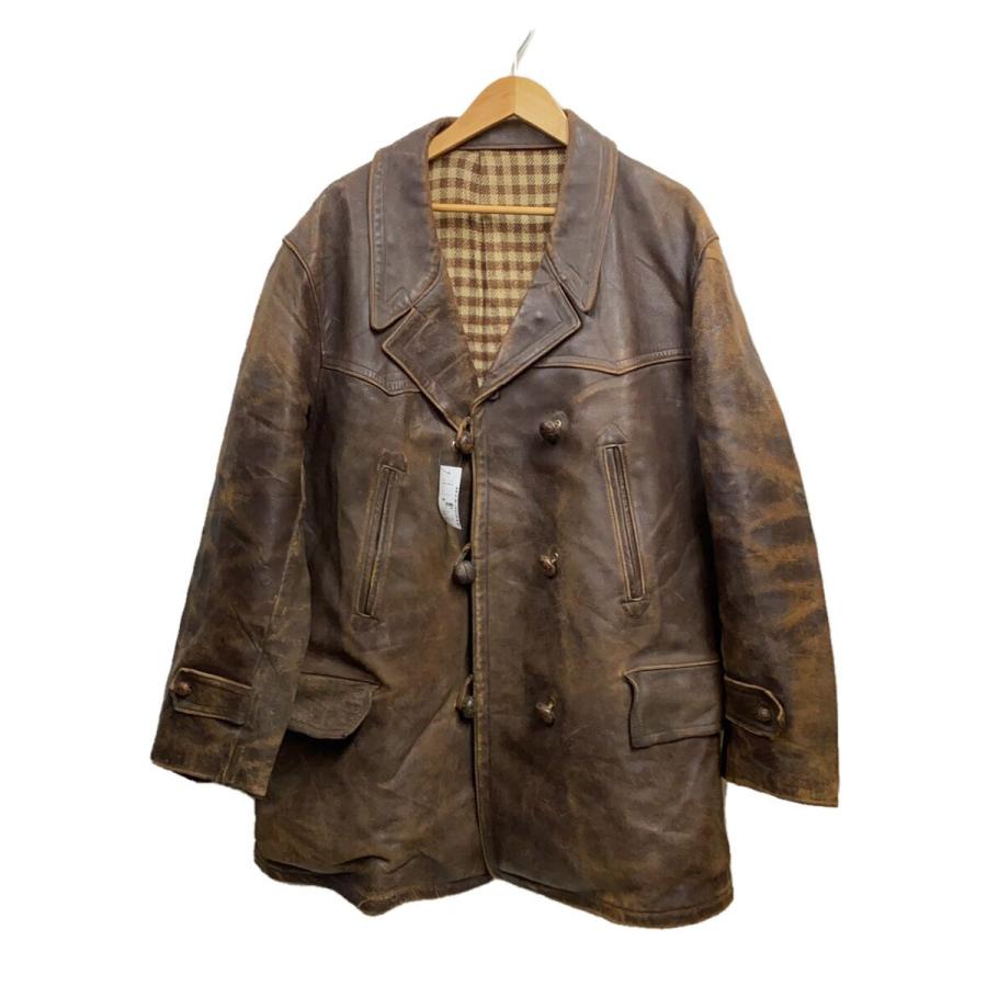 EURO VINTAGE◇40-50s/フレンチ/カーコート/コート/--/レザー/BRW/無地 