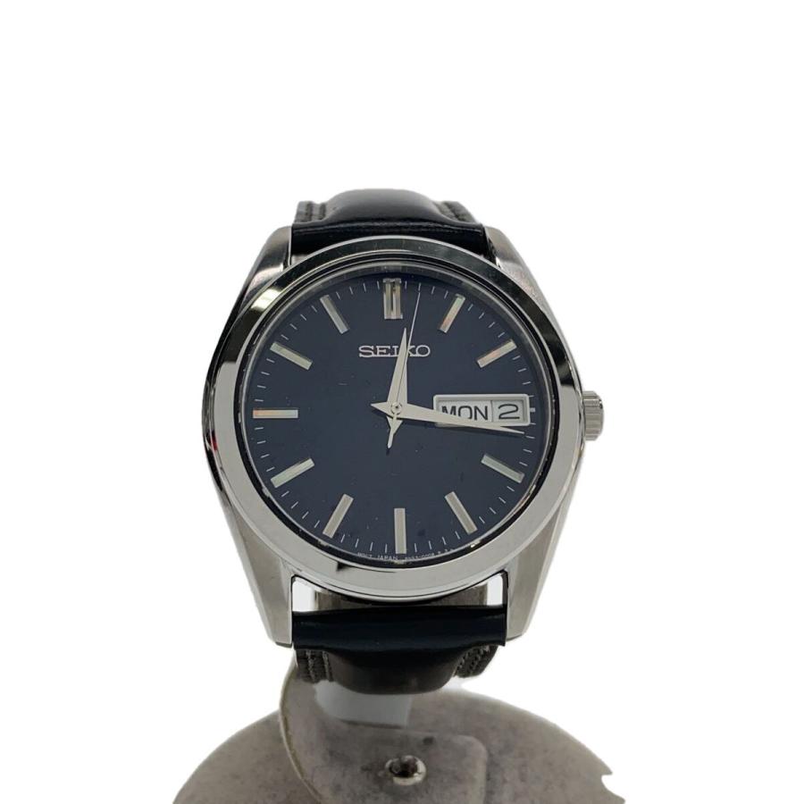 セイコー クォーツ腕時計 SEIKO◇クォーツ腕時計/アナログ/レザー/NVY/BLK/6N53-00B0 : セカンド