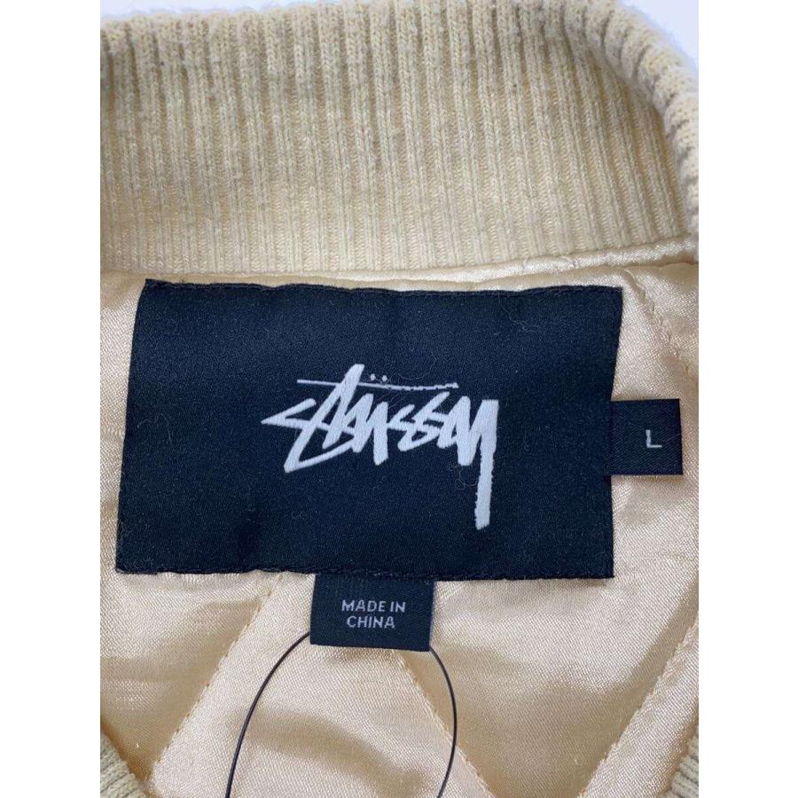 STUSSY / STOCK VARSITY JACKET/スタジャン/L/ウール/CRM/115300 STUSSY◇STOCK VARSITY JACKET/スタジャン/L/ウール/CRM/115300