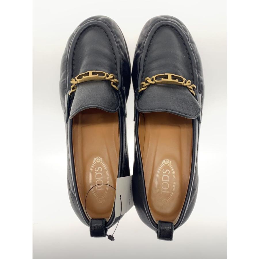 TOD'S 黒 ローファー 金色チェーン TOD'S◇モンシカ/ゴールドチェーン/ローファー/36/BLK/羊革 : セカンド