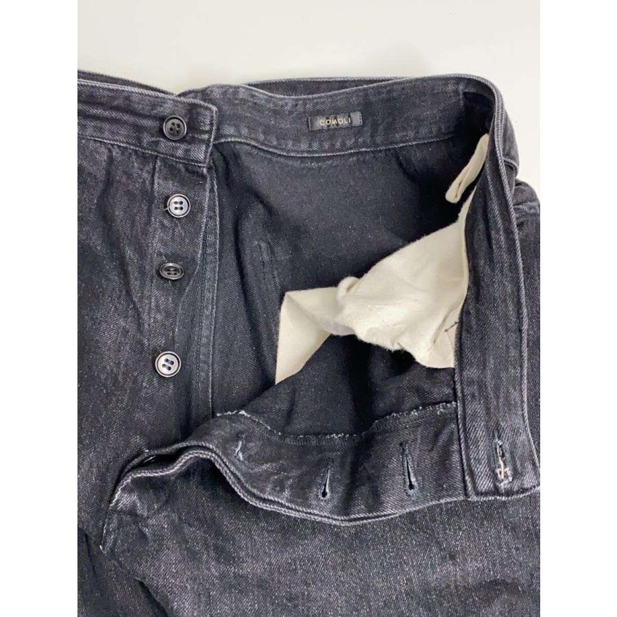 COMOLI◇23AW/ベルテッドデニム/ボトム/3/コットン/BLK/無地/y03-03001