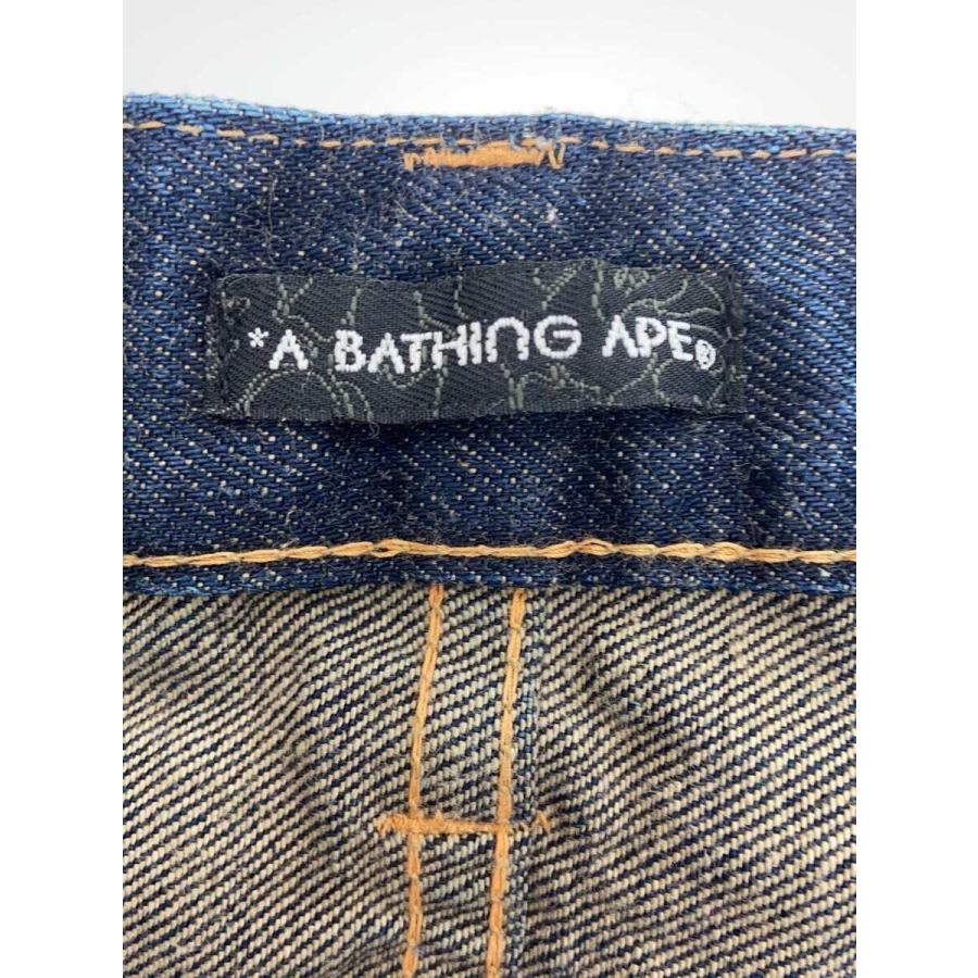 A BATHING APE◇バッグスタープリントデニム/ボトム/L/コットン A BATHING APE◇バッグスタープリントデニム/ボトム/L/コットン