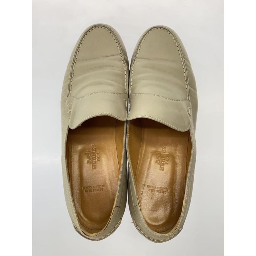 HERMES◇ドレスシューズ/38/GRY/レザー/履き皴、使用感考慮 : セカンド