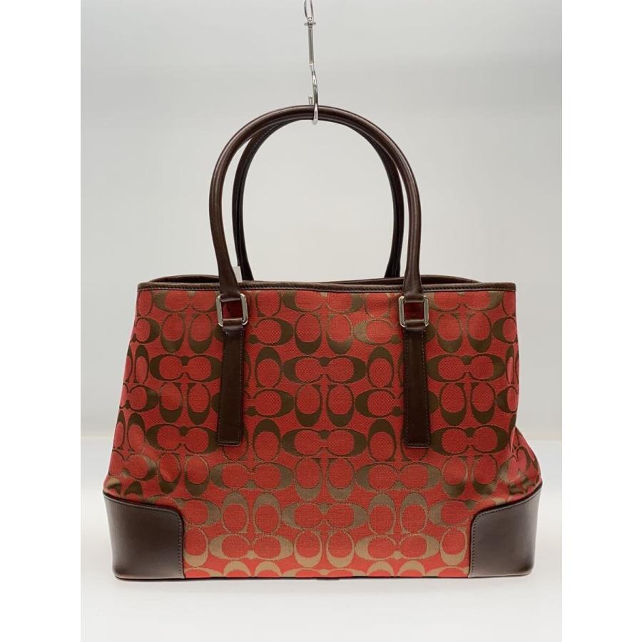 COACH◇トートバッグ_シグネチャー/キャンバス/RED// : セカンド