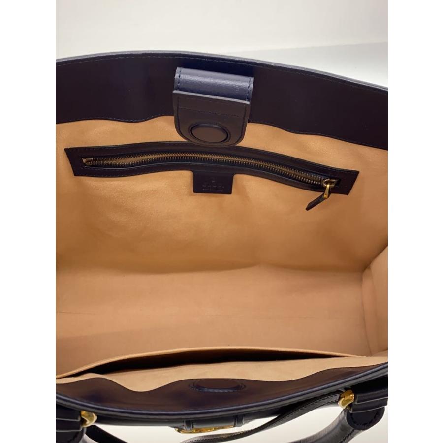 GUCCI◇GGマーモント/レザー切替/トートバッグ/レザー/NVY/64900 
