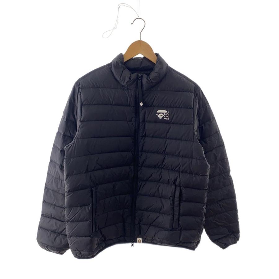 A BATHING APE◇ライトダウンジャケット/L/ナイロン/BLK// : セカンド