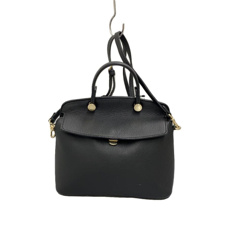 FURLA◇マイパイパー/ショルダーバッグ/--/BLK/無地/キズ、角擦れ有