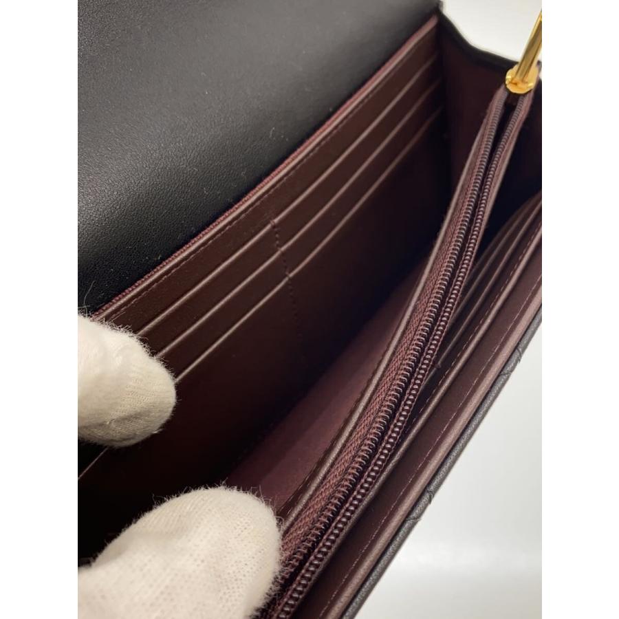 CHANEL◇長サイフ_マトラッセ_ラムスキン_ココマーク_BLK/レザー/BLK