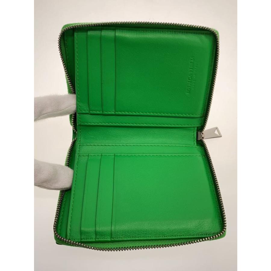 【美品】ボッテガヴェネタ 二つ折り 財布 ラウンドジップ グリーン BOTTEGA VENETA◇スモールカセット/ラウンドジップ/2つ折り財布