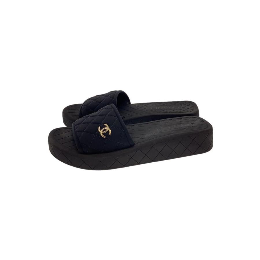 シャネル　CHANEL　ミュール　サンダル　靴　パンプス　マトラッセ　ココマーク CHANEL◇マトラッセ/ココマーク/サンダル/37/ブラック/G40144