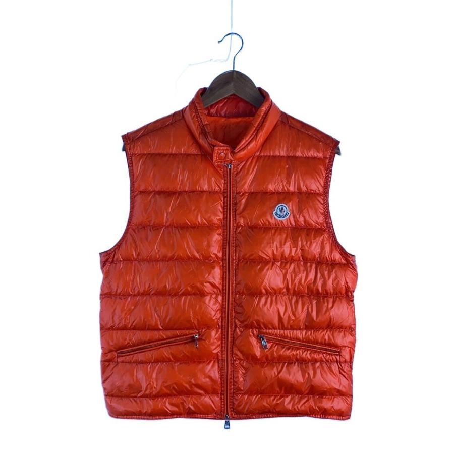 MONCLER◇ダウンベスト/3/ナイロン/オレンジ/無地 : セカンド